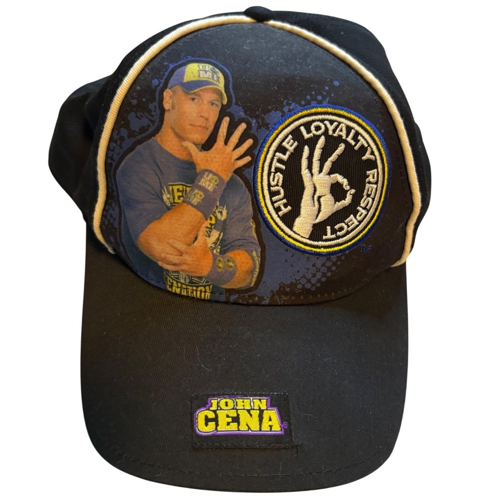 John Cena WWE Hat 2010 Hustle Loyalty Respect 4 Finger‎ Salute Wrestling Cap Y2K